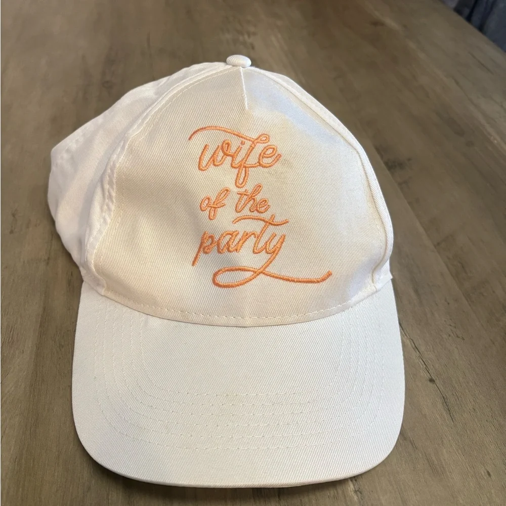 White and Orange 'Wife of the Party' Cap